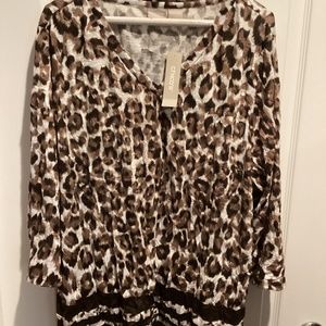 NWT Women’s Chico’s ZENERGY Crushed Leopard “Cocoa Bean” Print Top - Size 4